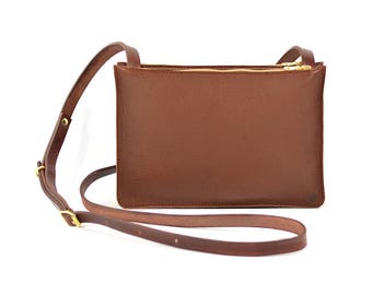 Colette - Handmade Brown Leather Double Shoulder Bag Purse SS18