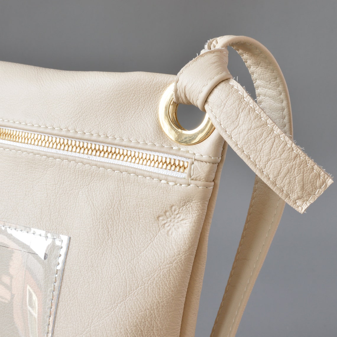 Cream Leather Cross Body Shoulder Bag. Etsy