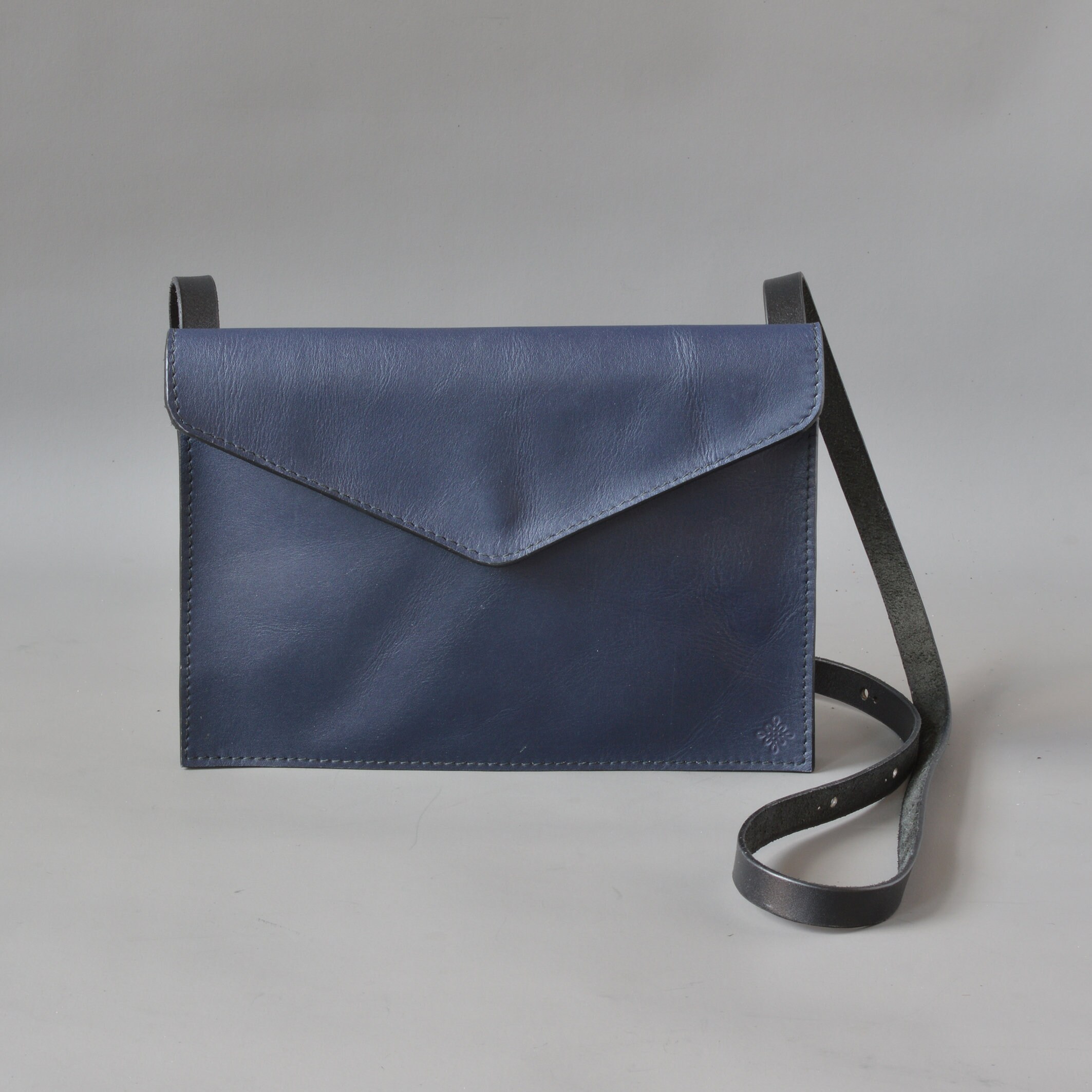 Handmade Blue Leather Shoulder Bag Purse | Etsy