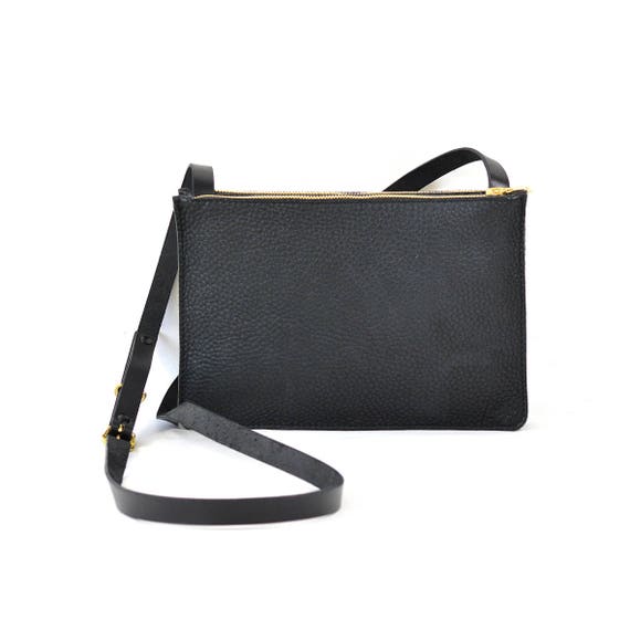 Colette Handmade Black Leather Double Shoulder Bag Purse | Etsy