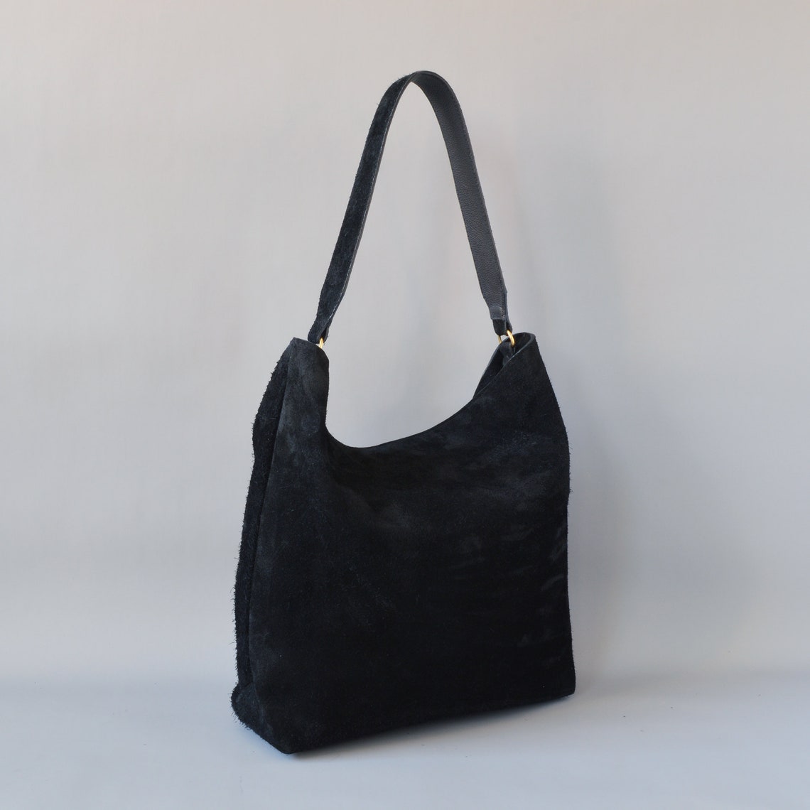 Suede Leather Shopper Shoulder Bag Handmade. - Etsy