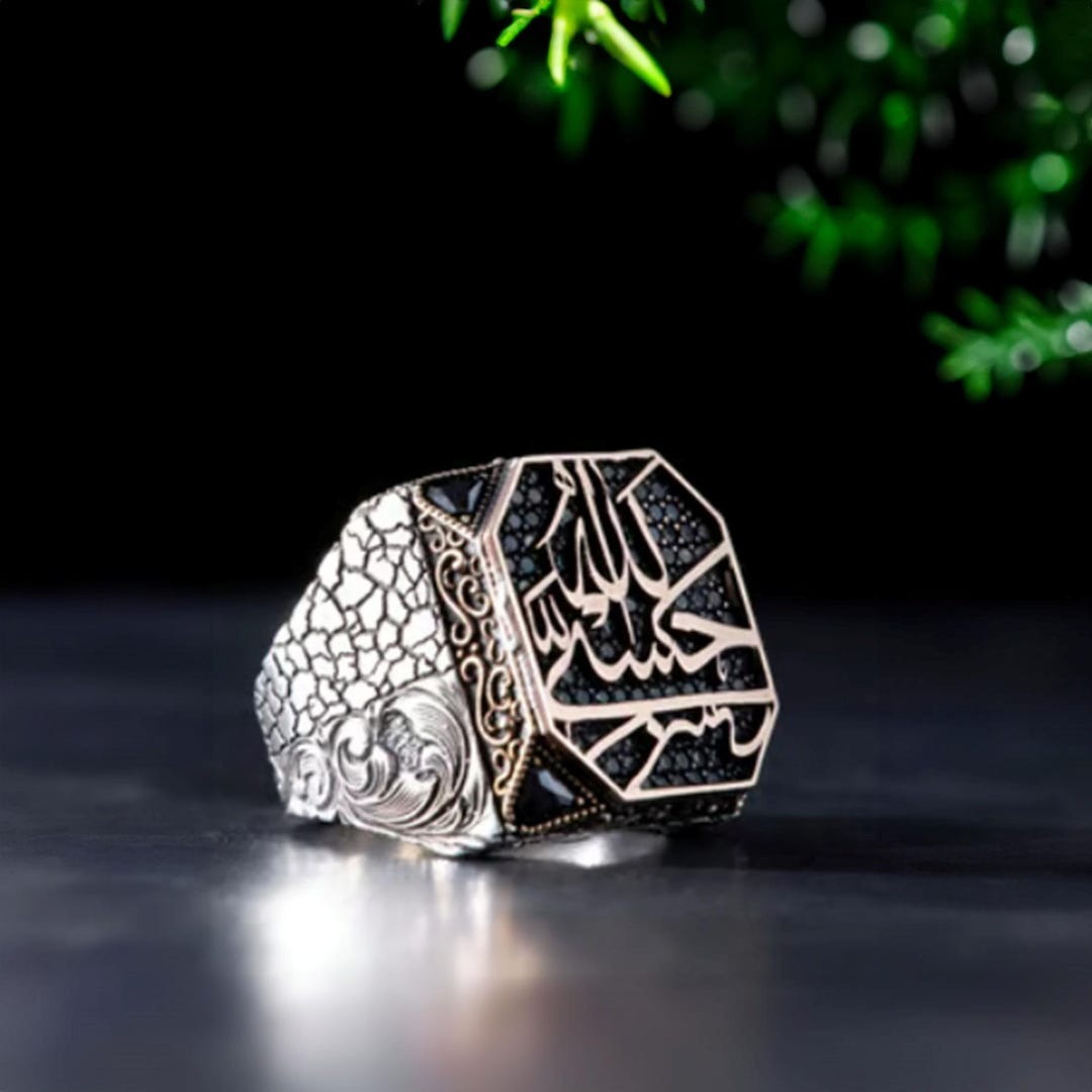 Personalized Arabic Calligraphy Sterling Silver Ring, Men's Statement ...
