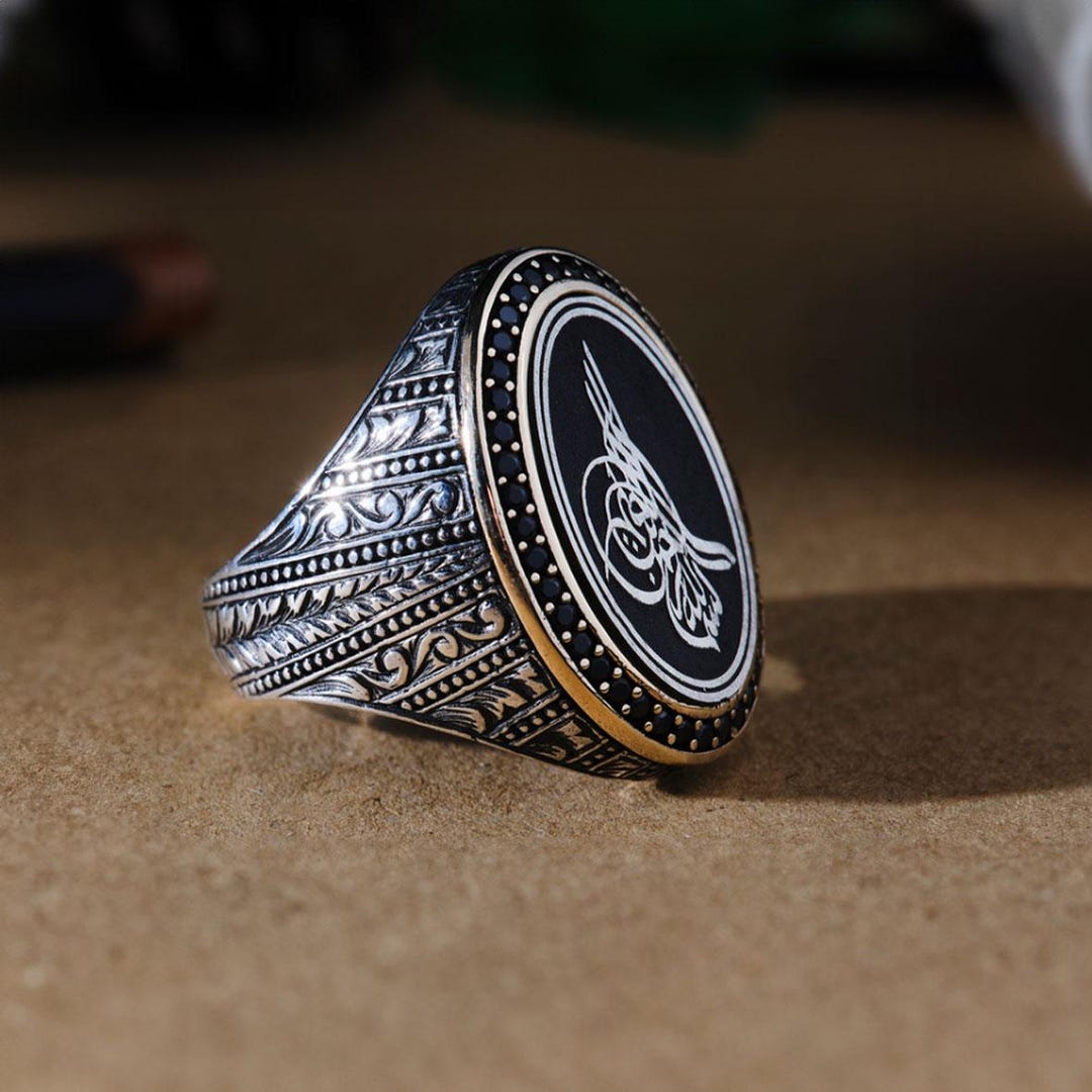 Manly Muslim Rings Men's Sterling Silver Islamic Ring - 925K With Oval Engraving -unique ...