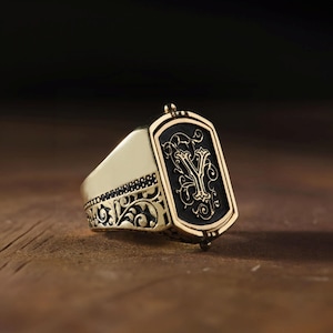 Personalized Rotating Initial Ring – Custom Double Sided Sterling Silver Signet