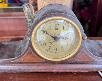 Horloge de cheminée téléchron B-2 électrique antique Ashland, Mass - 1920