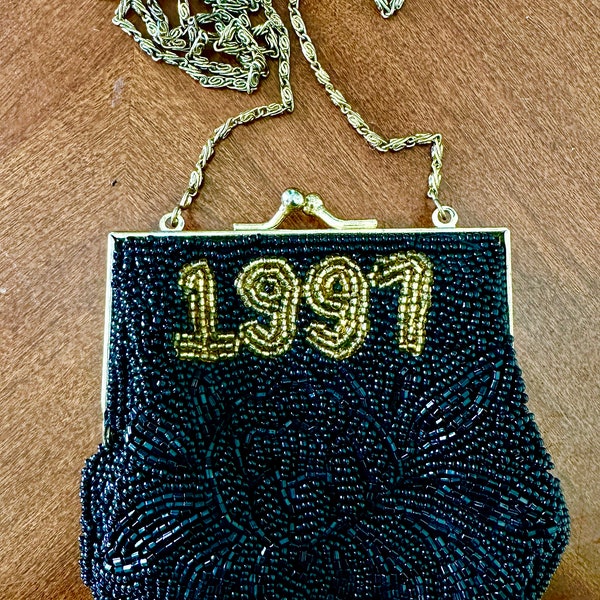 1997 Vintage Cross Body Hand Beaded Small Purse