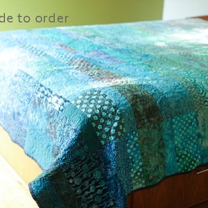 Ocean Blue Modern Quilt Choose Your Size Made to Order image 1