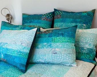 Blue Ombre Pillow Shams in Standard Size - Made to Order