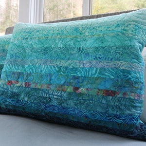 Turquoise Blue Quilted Pillow Shams Choose Your Size Made to Order image 1
