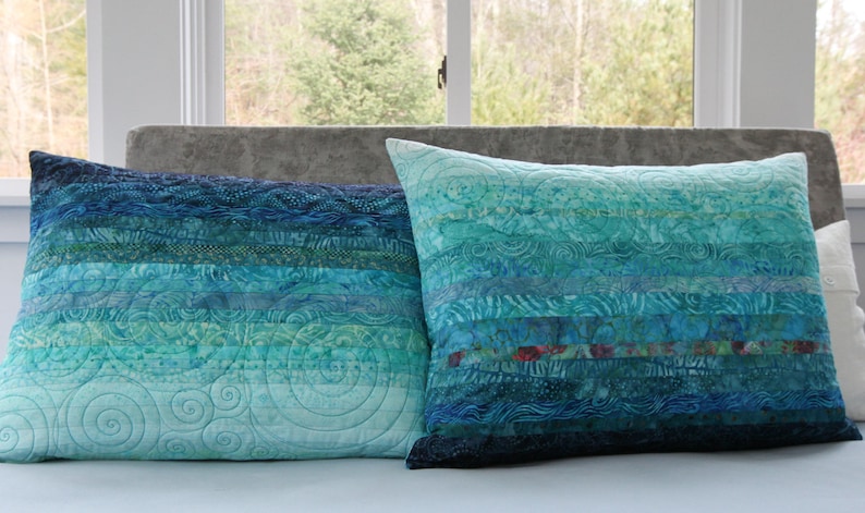 Turquoise Blue Quilted Pillow Shams Choose Your Size Made to Order image 5