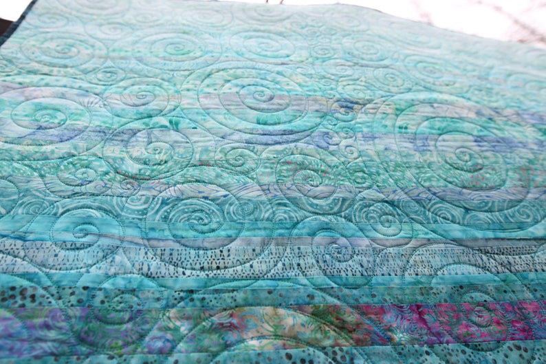 Modern Turquoise Blue Baby Quilt Oceanic Dreams Made to Order image 5