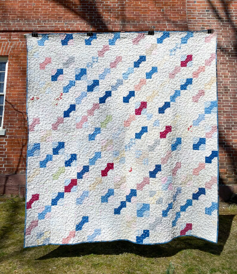 Fliege Vintage Quilt, Vintage Rettungs Quilt, Überwurf Größe Handgemachte Vintage Quilt Bild 2