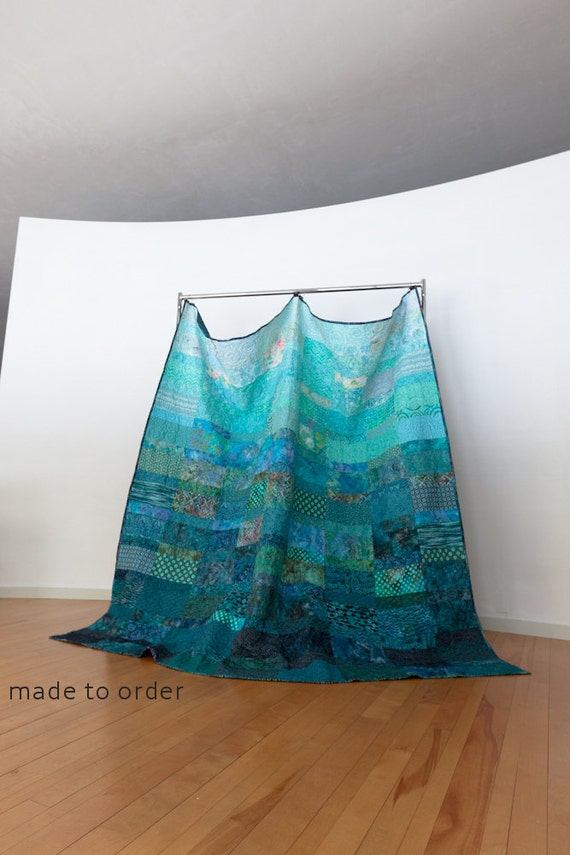 Ocean Rains Extra Large King Size Quilt - Made to Order