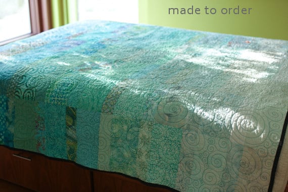 Ocean Rains Queen Size Quilt - Made to Order