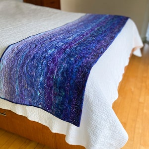 Purple Dreams Quilted Bed Runner, Accent Quilt Made to Order in Any Size, Modern Quilt Table Runner or Bed Accent, Modern Quilt Wall Art image 1