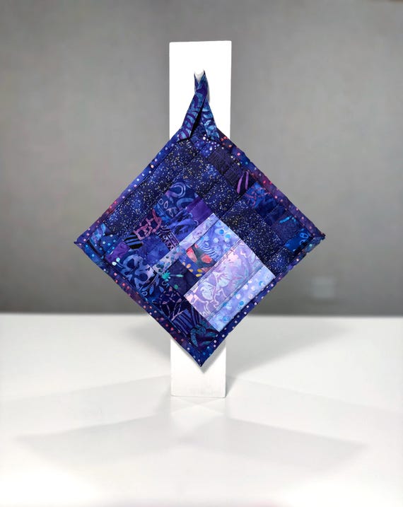 Quilted Pot Holder, Purple Patchwork