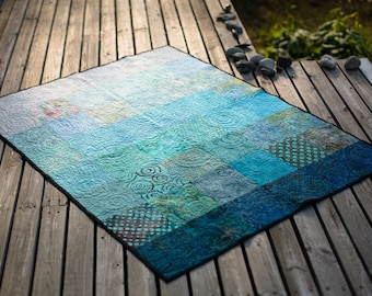 Modern Throw Size Ocean Quilt - Made to Order