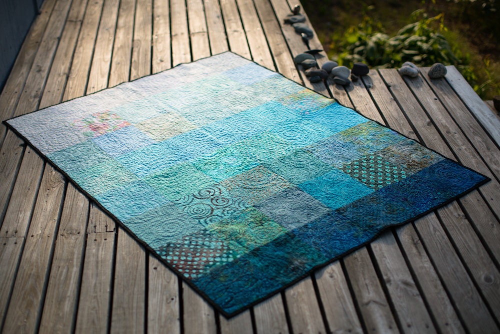 Pooling Rains Throw Size Quilt - Made to Order