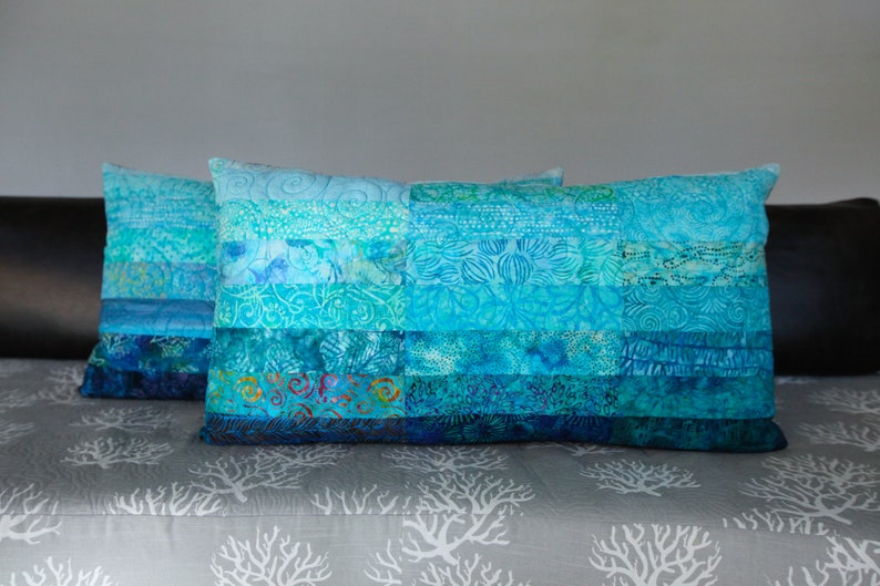 Quilted Pillow Shams King Size Pillow Shams Turquoise Ocean Etsy