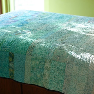 Ocean Blue Modern Quilt Choose Your Size Made to Order image 2