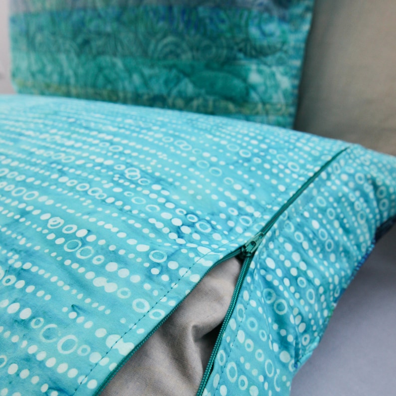 Teal Quilted Standard Pillow Shams Oceanic Dreams Pillow Etsy