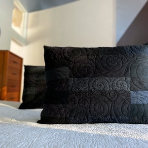 Black Quilted Pillow Shams Choose Your Size Made to Order image 1