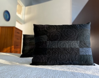 Black Quilted Pillow Shams - Choose Your Size - Made to Order