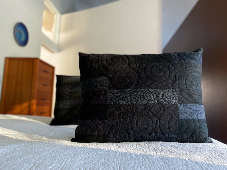 Black Quilted Pillow Shams Choose Your Size Made to Order image 1