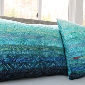 Turquoise Blue Quilted Pillow Shams Choose Your Size Made to Order image 4