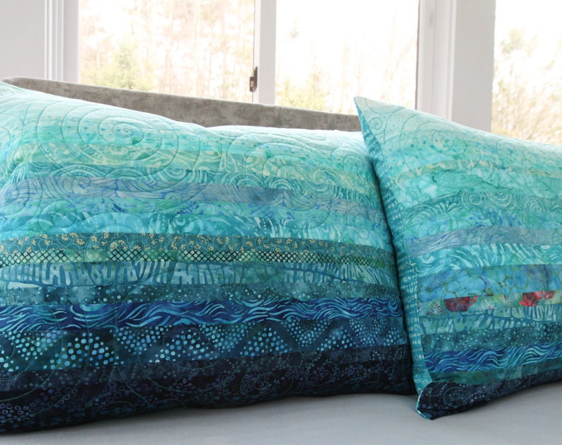 Turquoise Blue Quilted Pillow Shams Choose Your Size Made to Order image 4