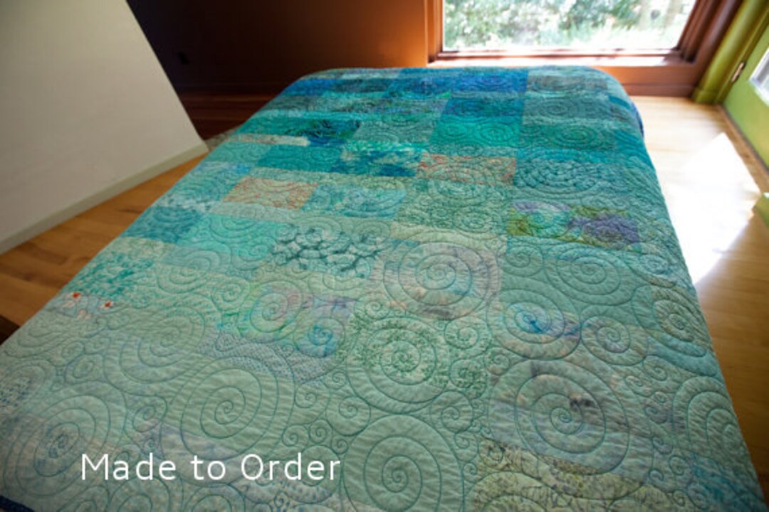 King Size Quilts Modern Quilt King Quilt Ocean Quilt Turquoise Etsy