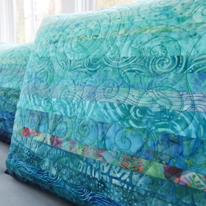 Oceanic Dreams Modern Turquoise Blue Quilt Kies uw maat Op bestelling gemaakt afbeelding 8