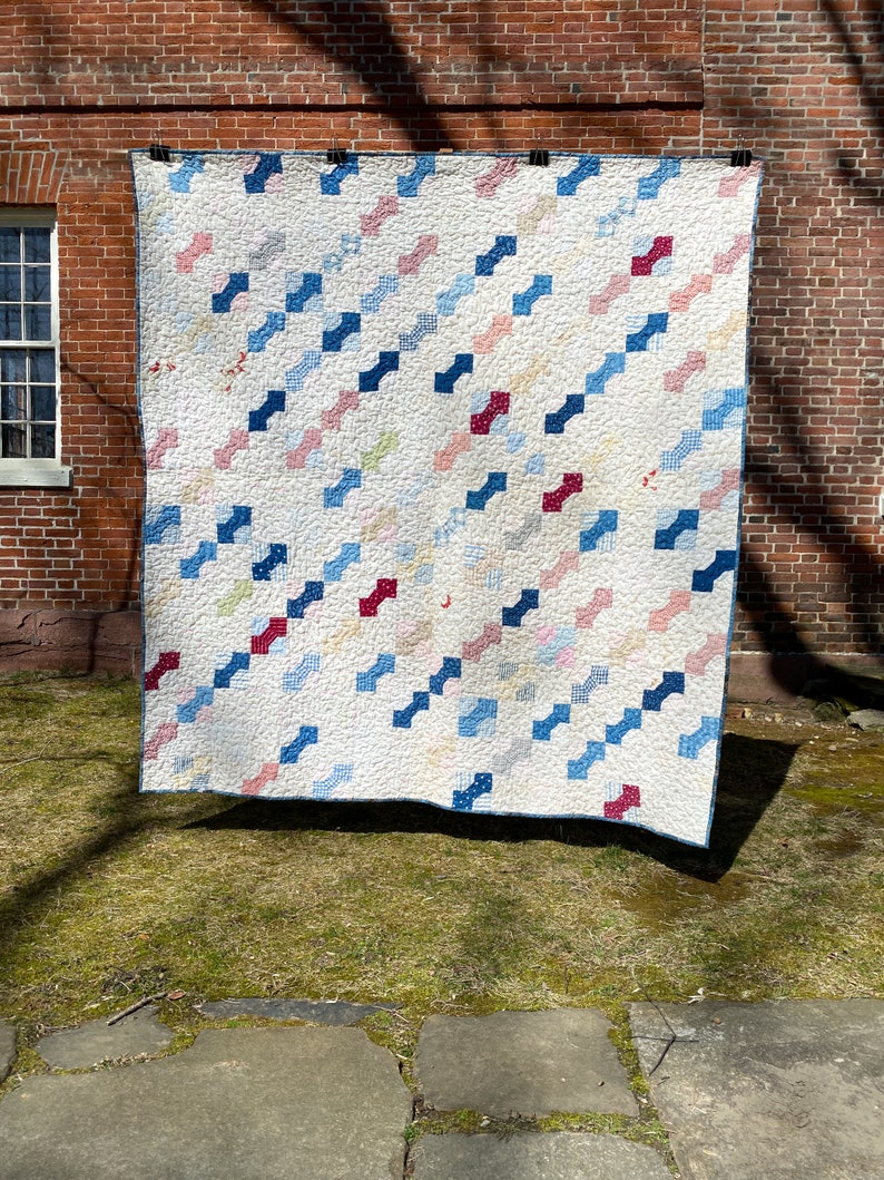 Fliege Vintage Quilt, Vintage Rettungs Quilt, Überwurf Größe Handgemachte Vintage Quilt Bild 3