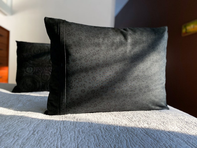 Black Quilted Pillow Shams Choose Your Size Made to Order image 8
