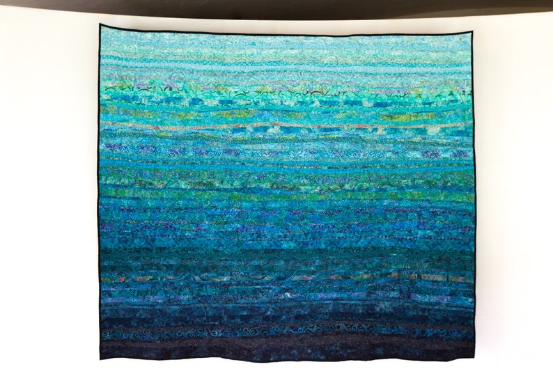 Oceanic Dreams Modern Turquoise Blue Quilt Choose Your Size Made to Order image 6