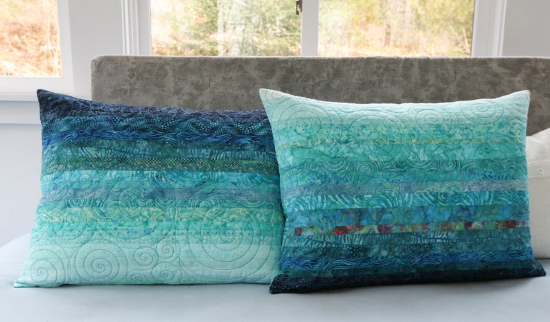 Turquoise Blue Quilted Pillow Shams Choose Your Size Made to Order image 6