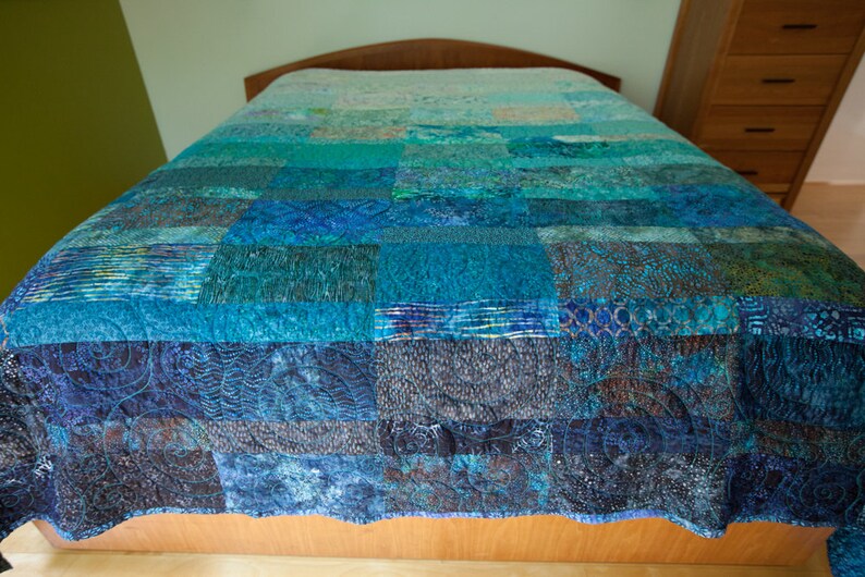 King Size Quilts Modern Quilt King Quilt Ocean Quilt Turquoise Etsy