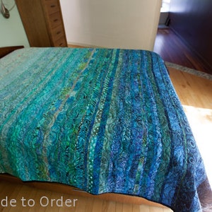 Oceanic Dreams Modern Turquoise Blue Quilt Choose Your Size Made to Order image 5