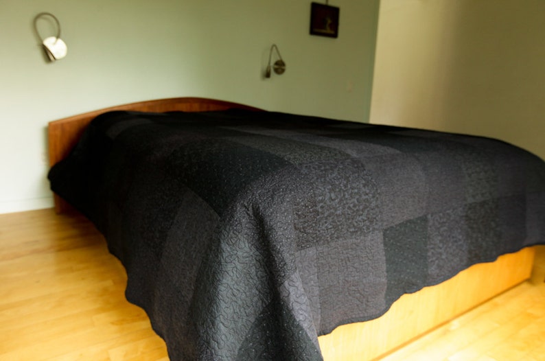 Dark Heart Modern Black Quilt Choose Your Size Made to Order image 2