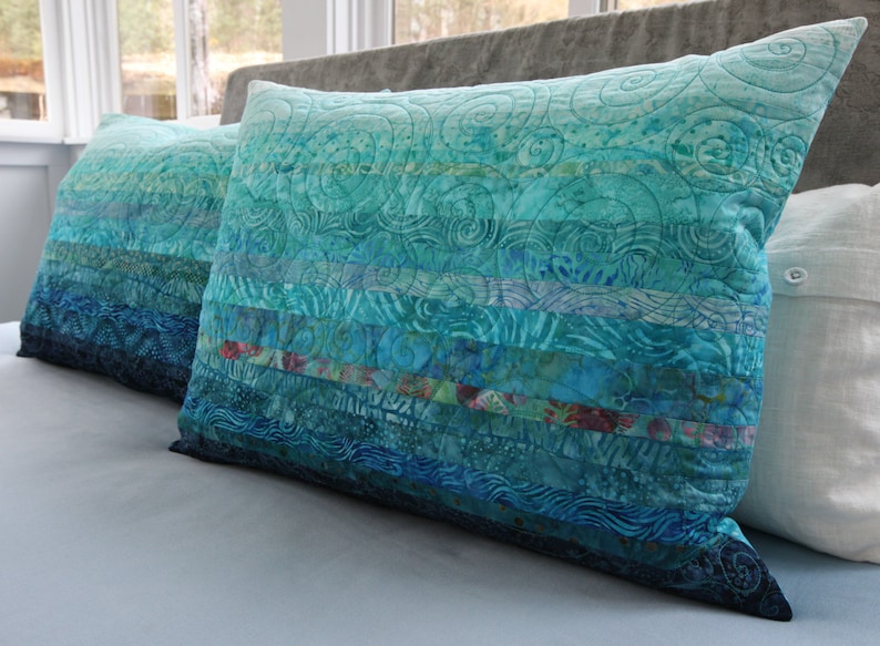 Oceanic Dreams Modern Turquoise Blue Quilt Choose Your Size Made to Order image 9