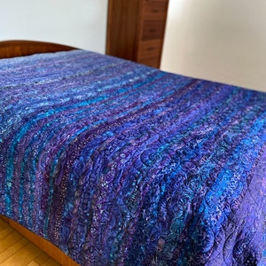 Purple Ombre King Size Modern Quilt, Purple Handmade Bed Quilt, King Size Bedding