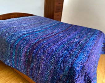 Purple Ombre King Size Modern Quilt, Purple Handmade Bed Quilt, King Size Bedding