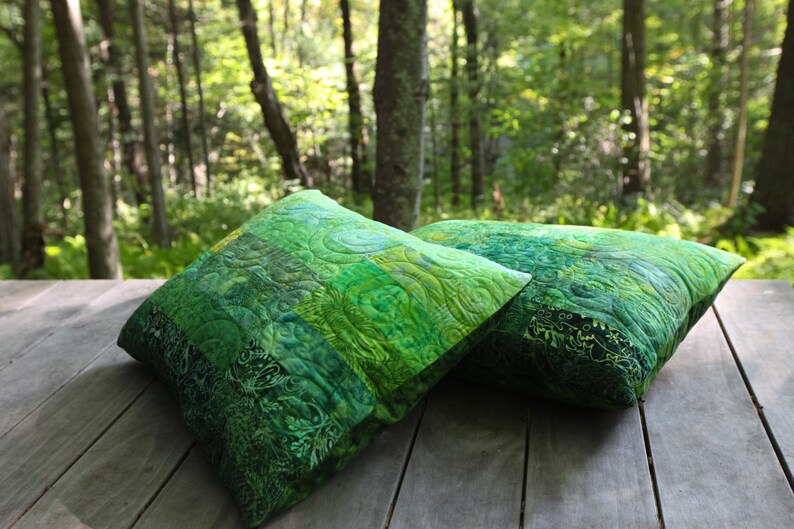 Green Pillow Shams Quilted Pillow Covers Standard Size Pillow Etsy Canada