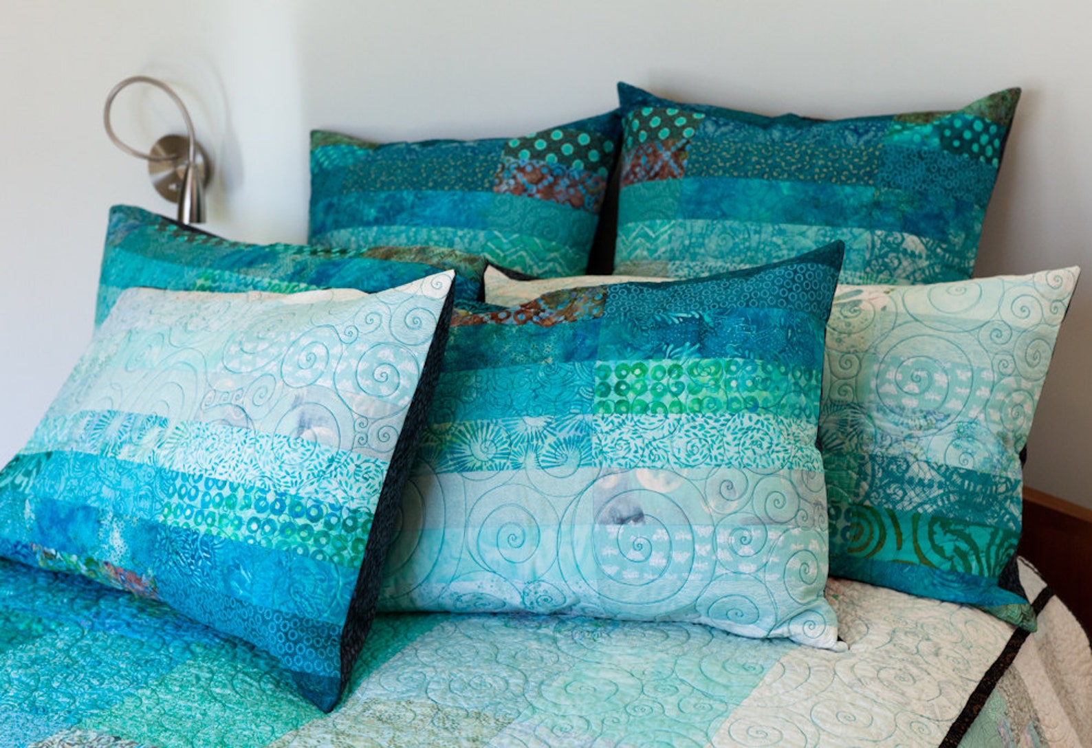 Standard size quilted pillow shams in ocean sky hues made to Etsy