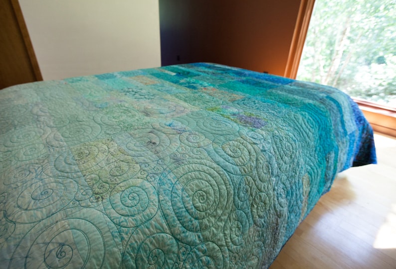 King Size Quilts Modern Quilt King Quilt Ocean Quilt Turquoise Etsy
