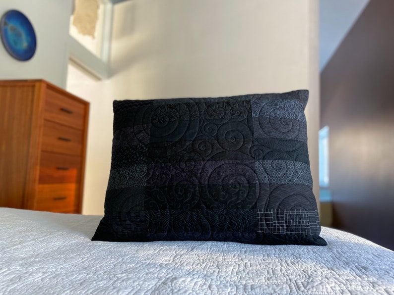 Black Quilted Pillow Shams Choose Your Size Made to Order image 4