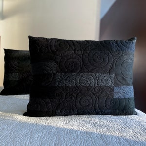 Black Quilted Pillow Shams Choose Your Size Made to Order image 5