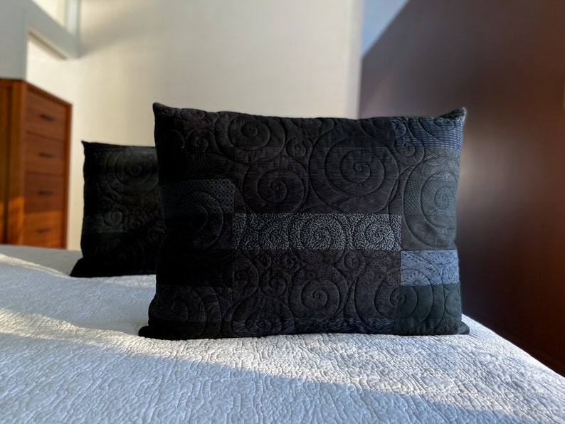 Black Quilted Pillow Shams Choose Your Size Made to Order image 5
