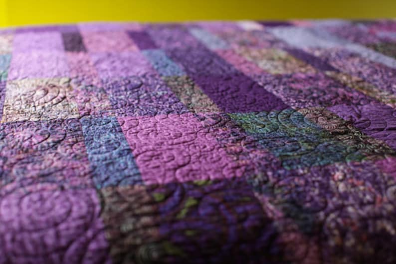 Queen Size Quilt Modern Quilts Custom Made Purple Quilt Etsy