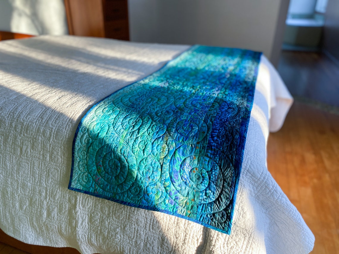 Oceanic Dreams Quilted Bed Runner Accent Quilt Made to Order Etsy